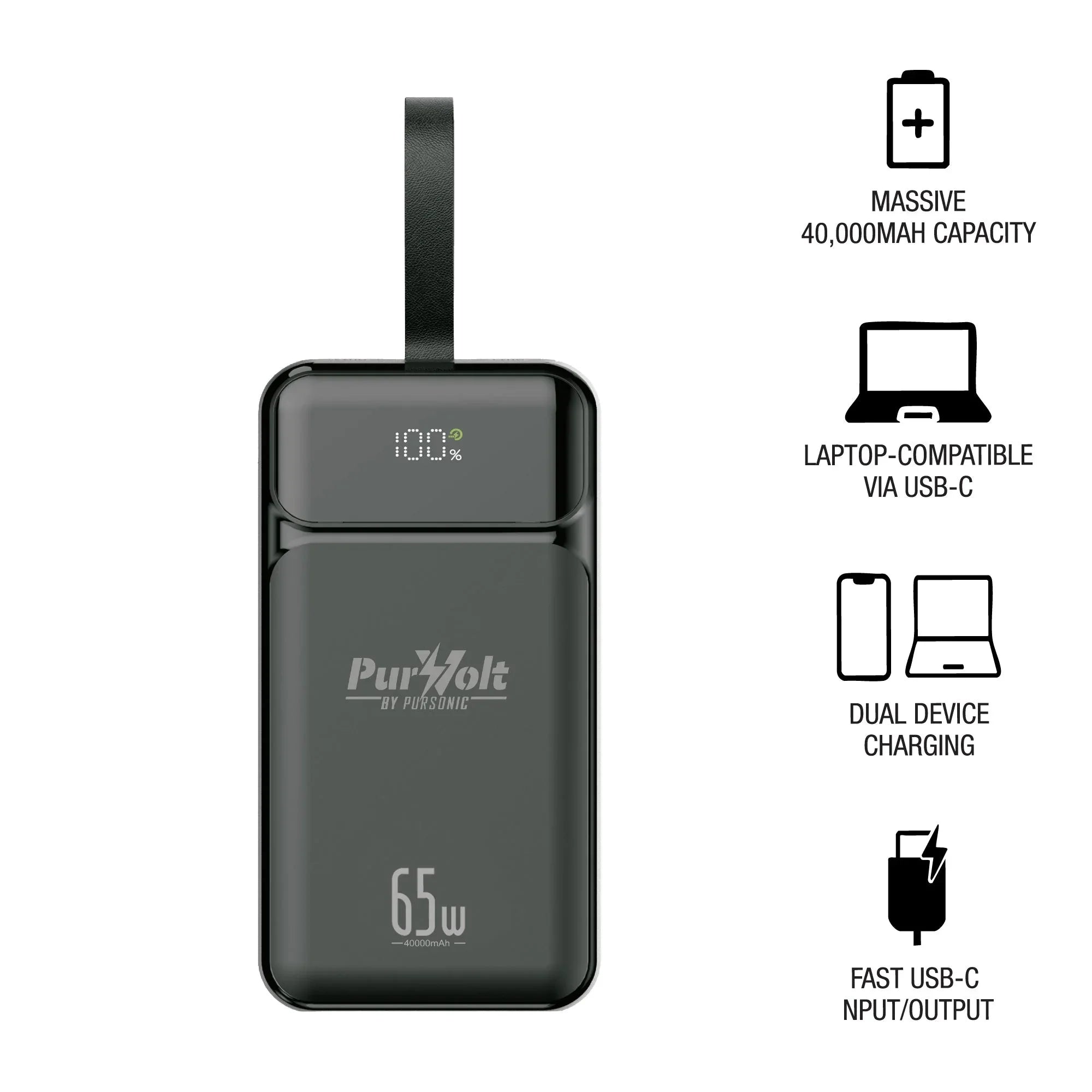 PurVolt 40,000mAh Ultra High-Capacity Power Bank – Powering Laptops, Phones & Beyond - Dattebayo Online Store 