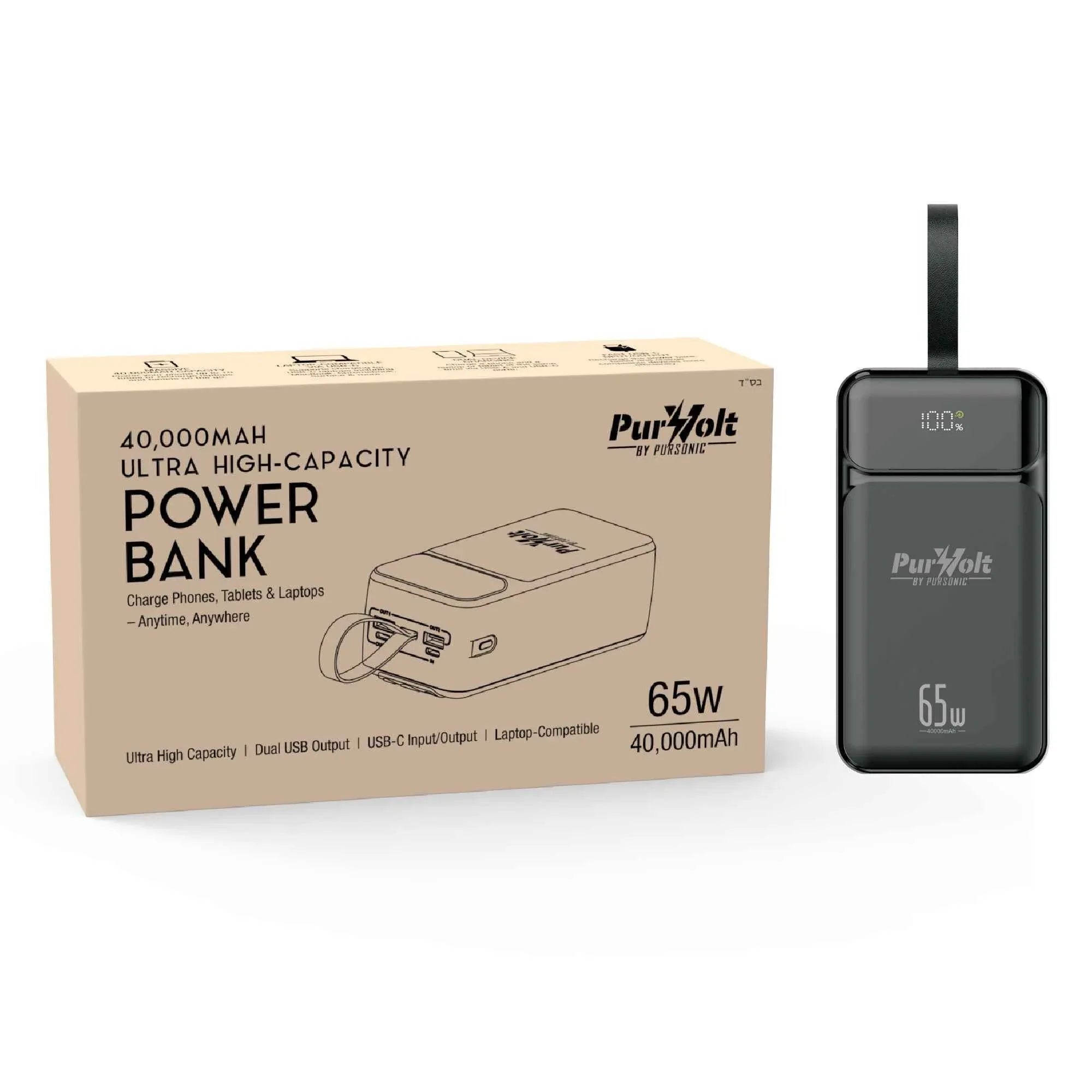 PurVolt 40,000mAh Ultra High-Capacity Power Bank – Powering Laptops, Phones & Beyond - Dattebayo Online Store 