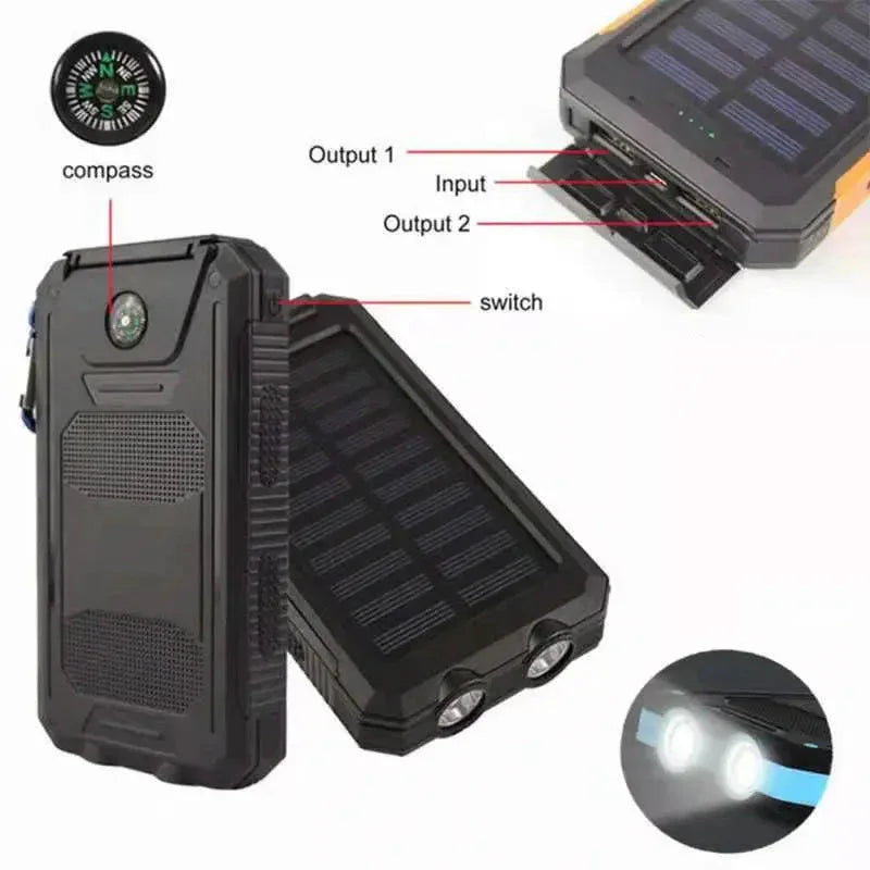 Portable Waterproof 20000mah Solar Power Bank - Dattebayo Online Store 