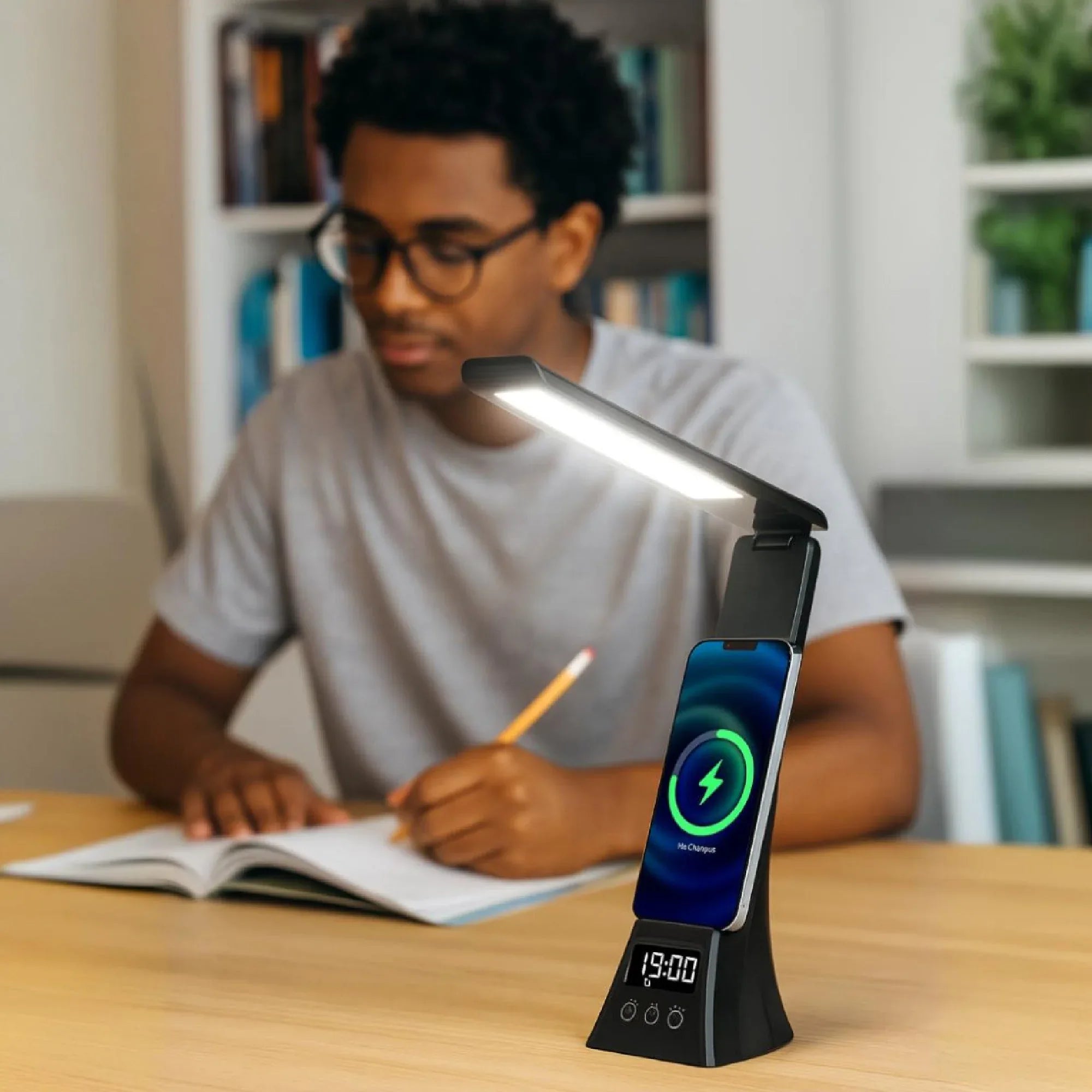 Pursonic 3-in-1 LED Desk Lamp with Wireless Charger and Alarm Clock – Sleek, Smart, and Space-Saving - Dattebayo Online Store 