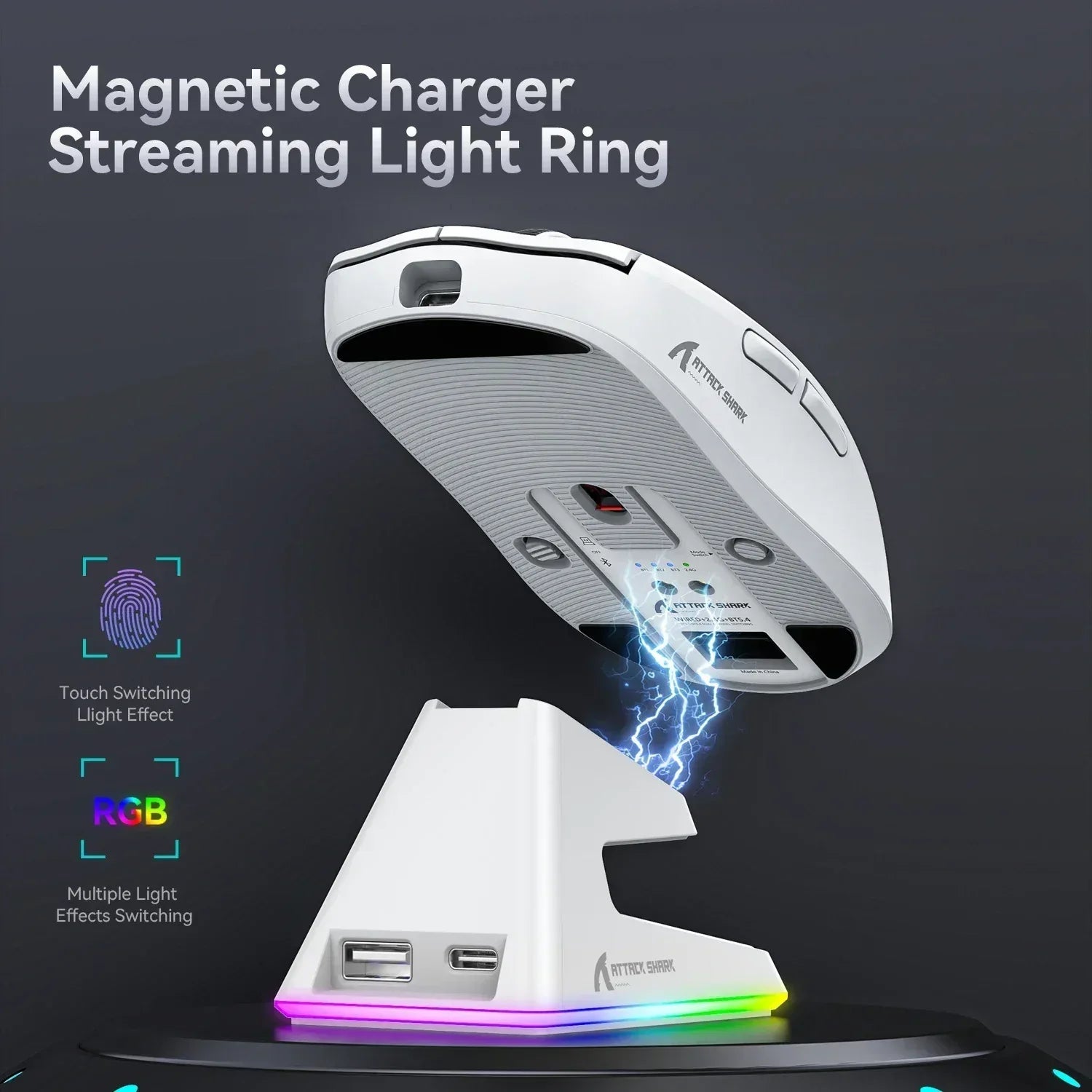 Tri-Mode RGB Gaming Mouse with Magnetic Charging Base - Dattebayo Online Store 