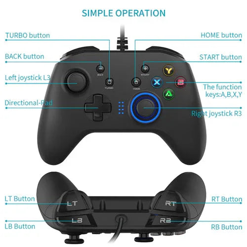 Wired Gaming Controller Joystick Gamepad with Dual-Vibration - Dattebayo Online Store 