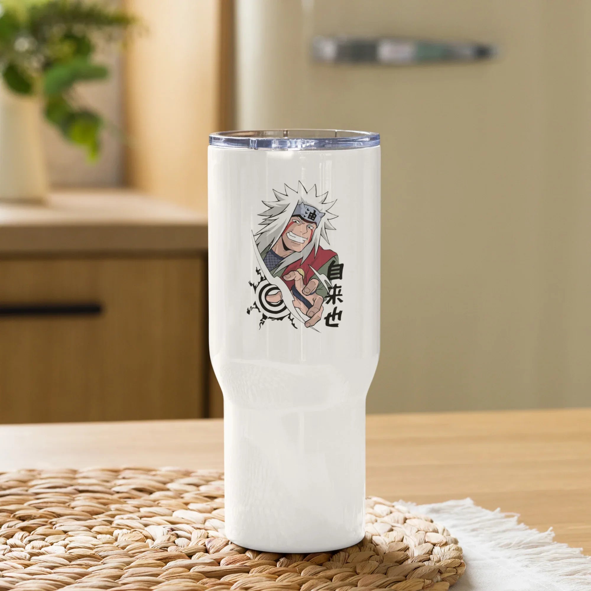 Jiraya travel mug with a handle - Dattebayo Online Store 